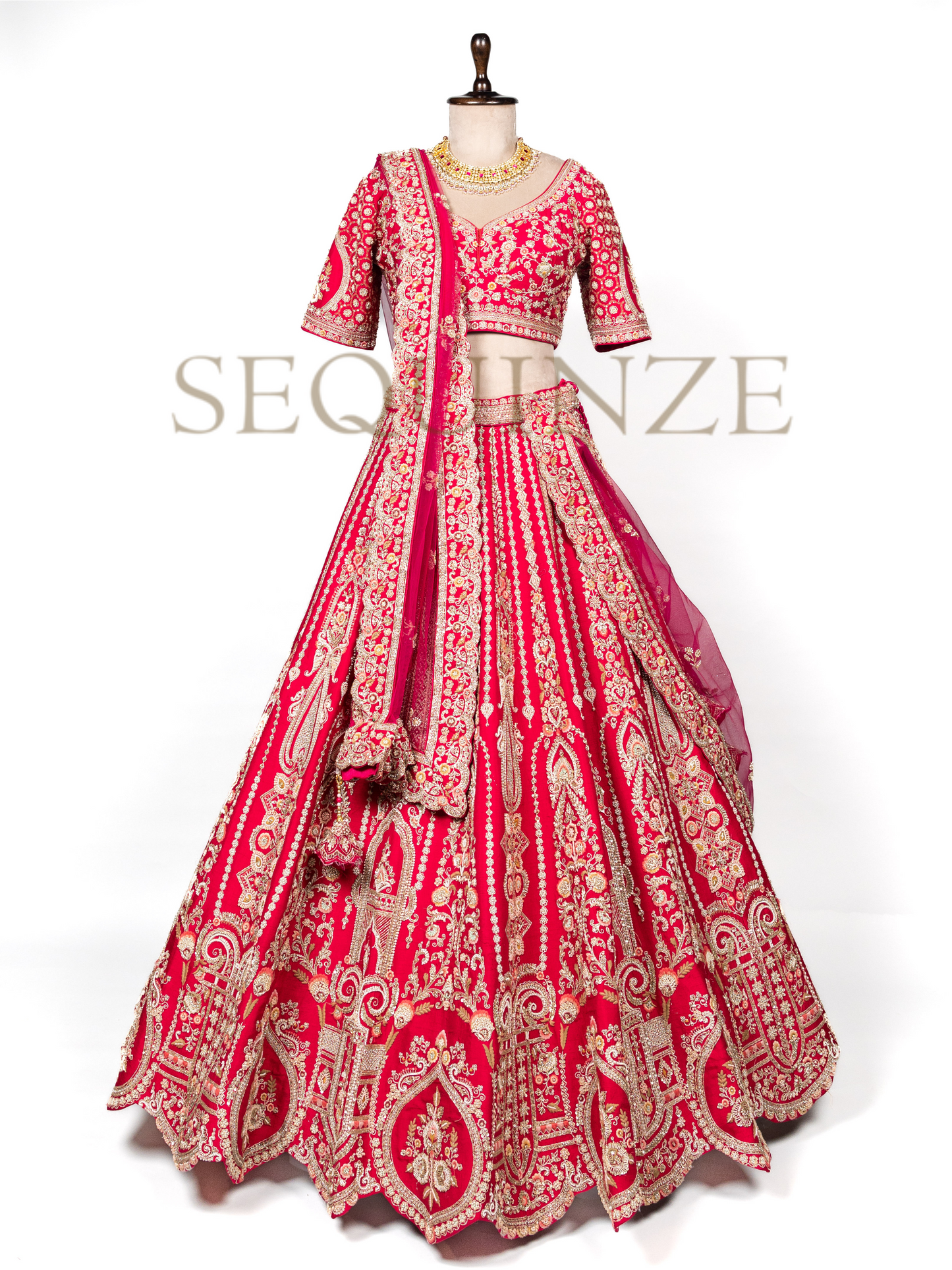 Golden Grandeur: Red Bridal Lehengas