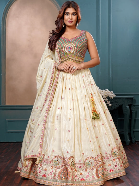 Artful Ivory: Embroidered Lehengas with Colorful Blouses