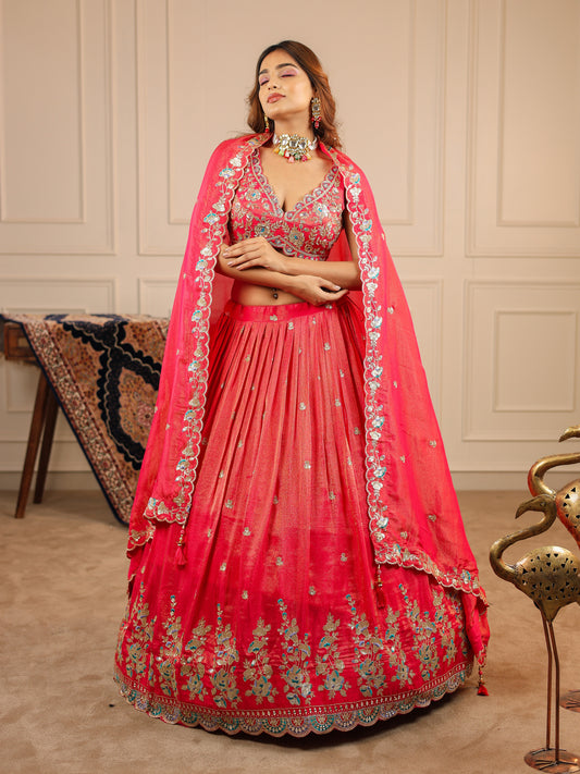 Radiant Reds & Corals: Exquisite Lehengas