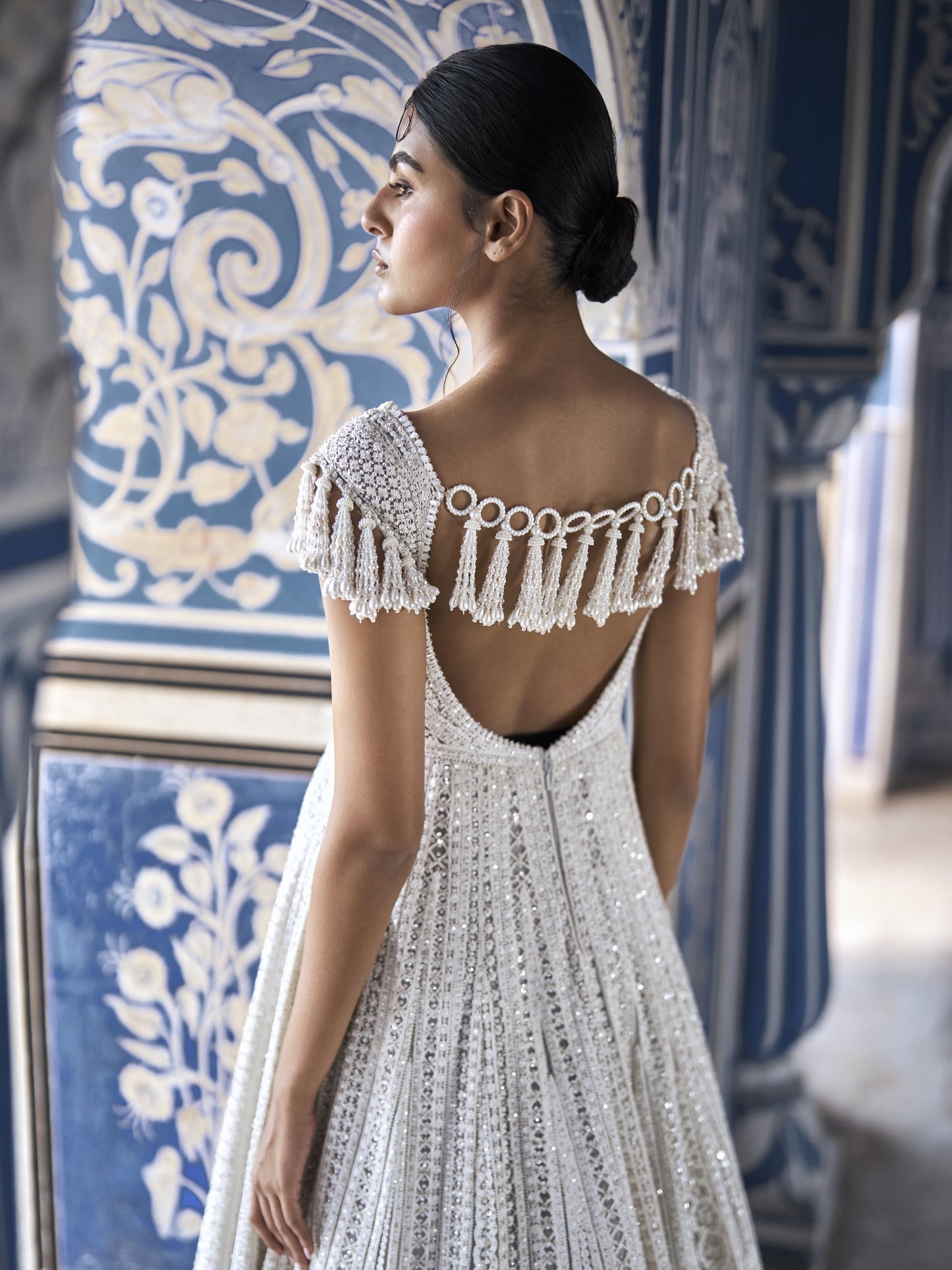 Cream Dori Anarkali Set