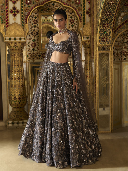 Charcoal Sequin Lehenga Set