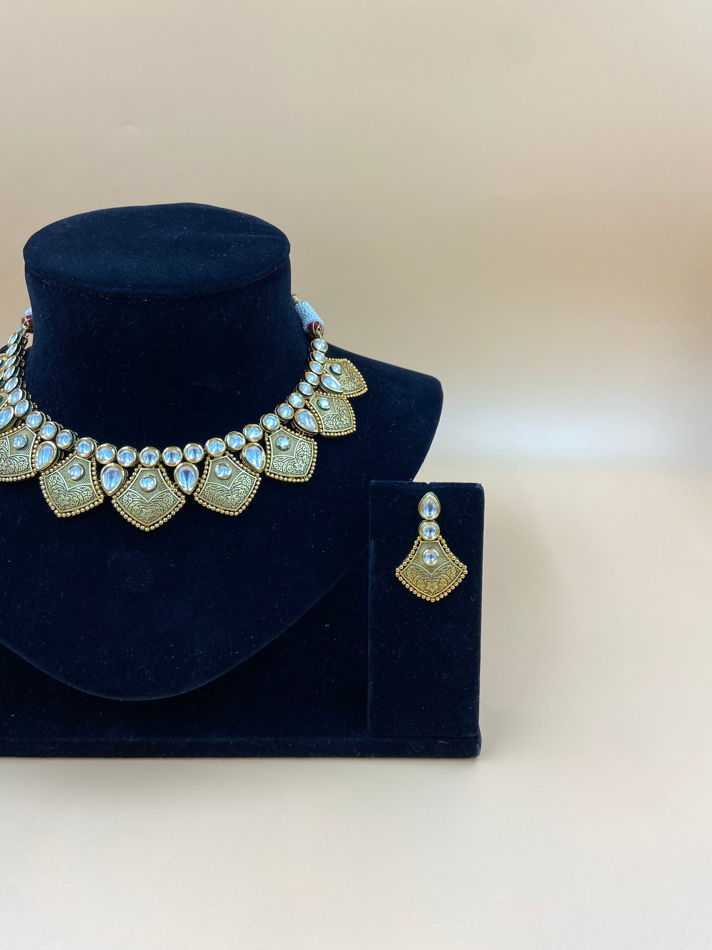 Polki Necklace Set with Maang Tikka