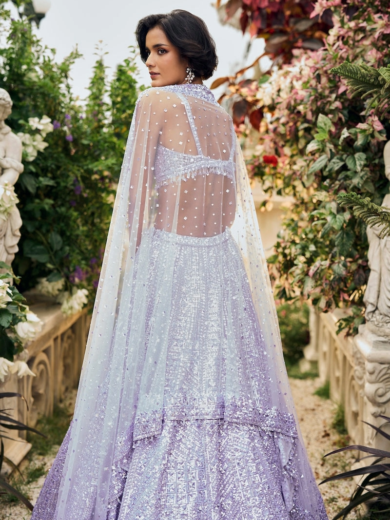 Lavender Sequin Lehenga Set
