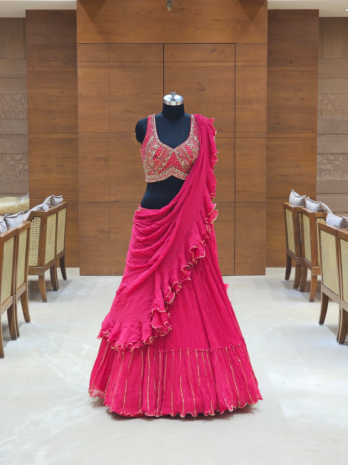 Fuchsia Frills Lehenga Set