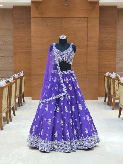 Royal Purple Embroidered Lehenga Set