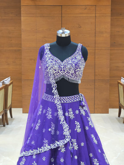 Royal Purple Embroidered Lehenga Set