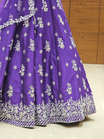 Royal Purple Embroidered Lehenga Set