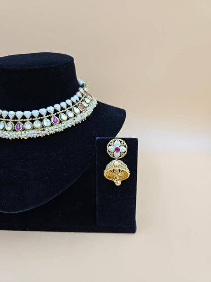 Pastel Polki and Kundan Necklace Set