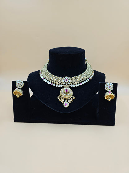 Antique Rajwadi Meenakari Choker Set