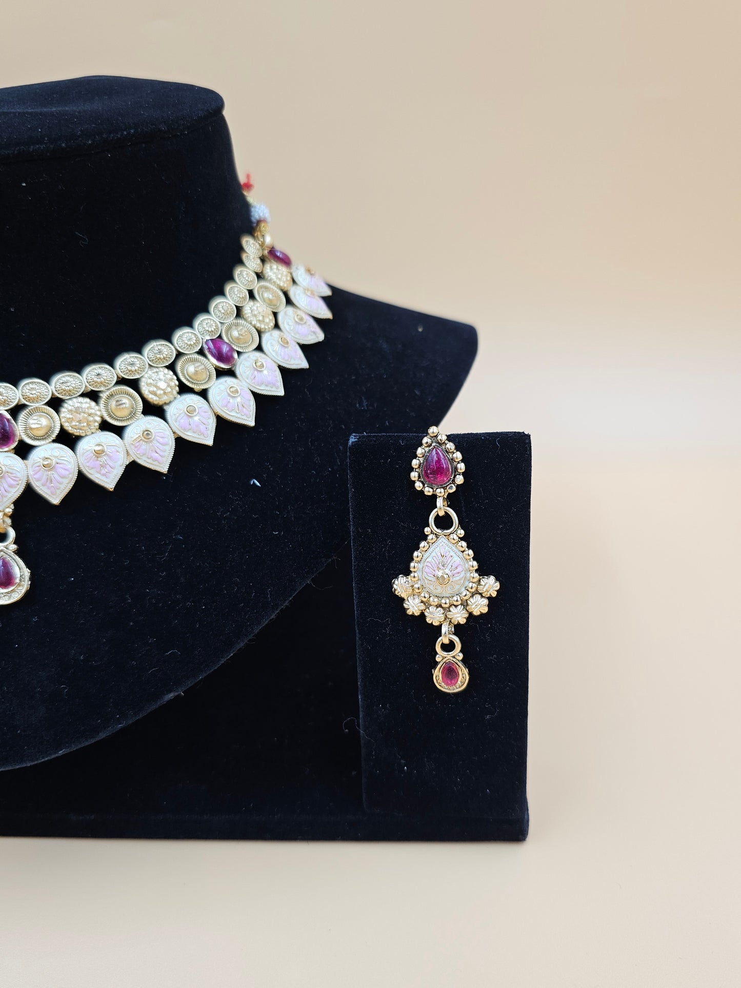 Pastel Polki and Kundan Necklace Set