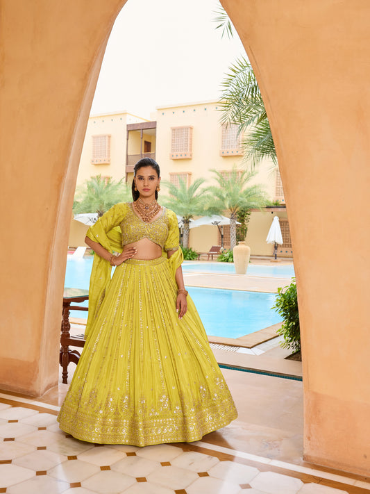 Golden Glow: Designer Lehengas in Unique Hues