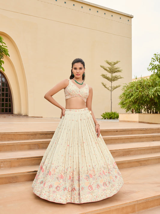Ethereal Elegance: Cream & Pastel Lehengas