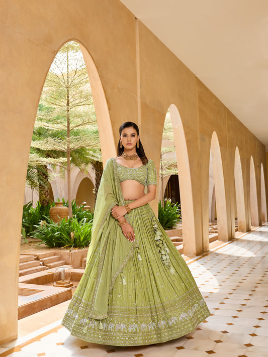 The Pistachio Collection: Soft Green Lehengas