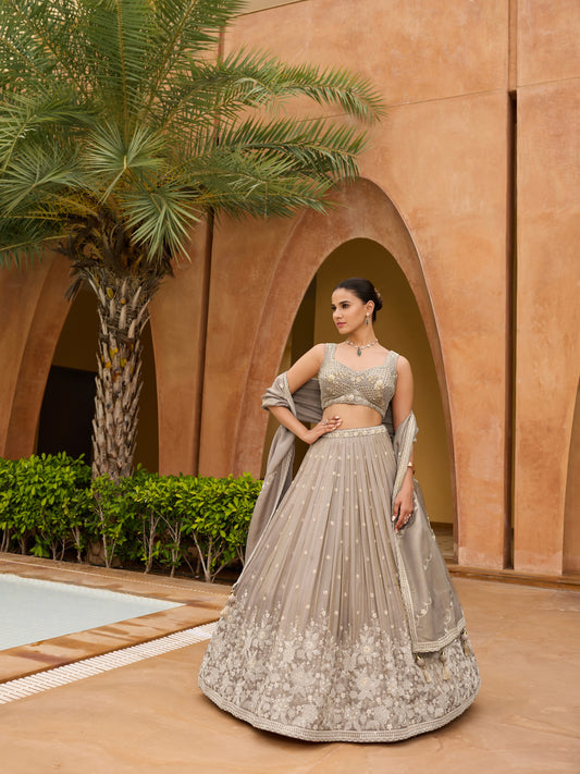 Timeless Elegance: Classic Beige & Off-White Lehengas