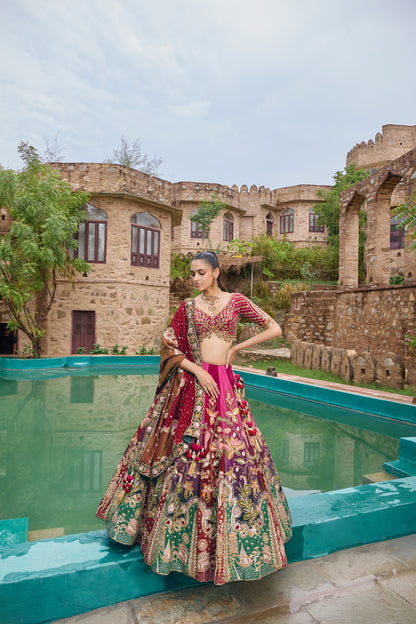 Manushri lehenga with bandhani dupatta