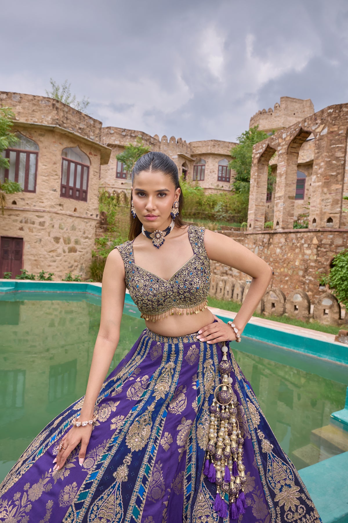 Mira banarasi lehenga, embroidered blouse detail