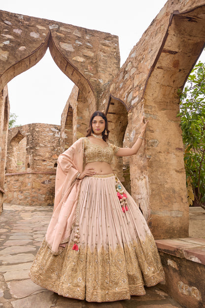 Mishika lehenga with blush dupatta