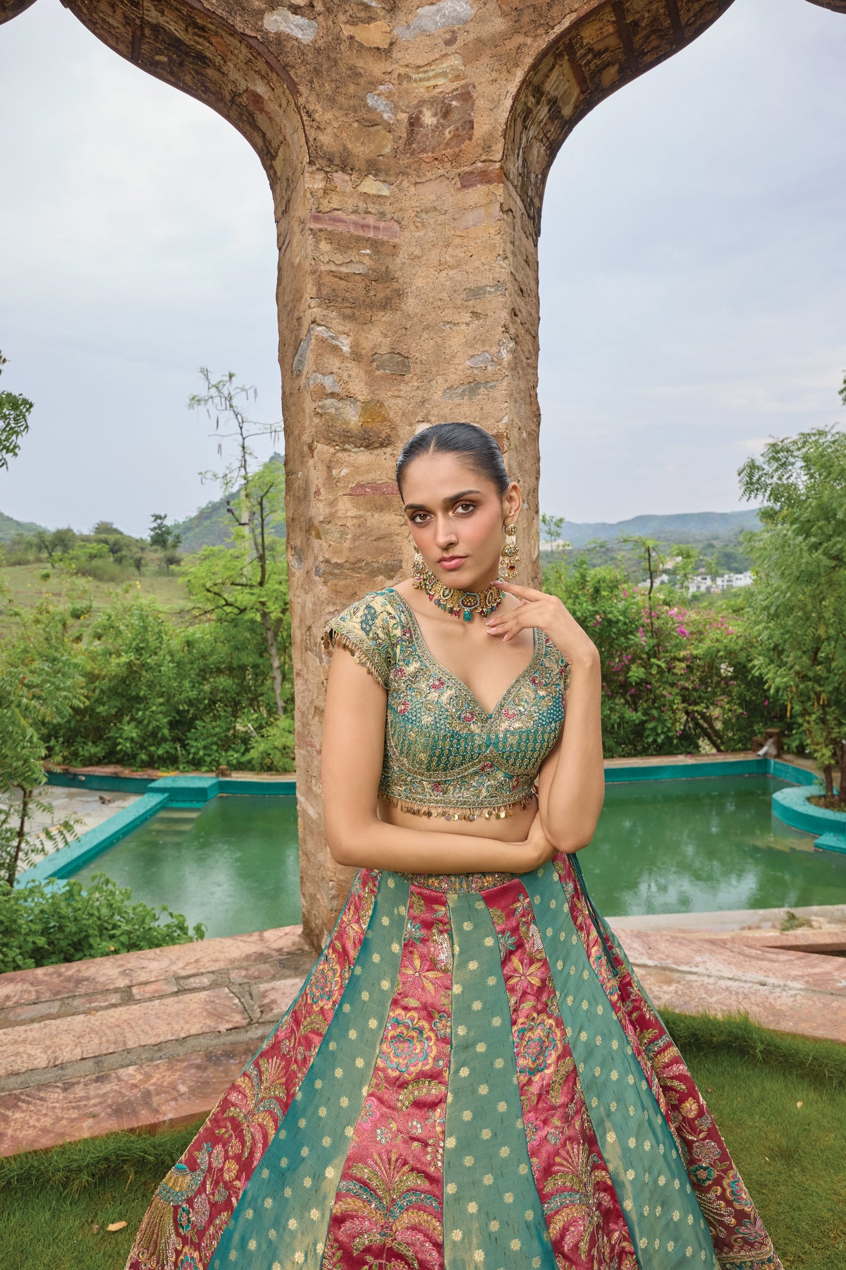Mishty lehenga, embroidered blouse detail