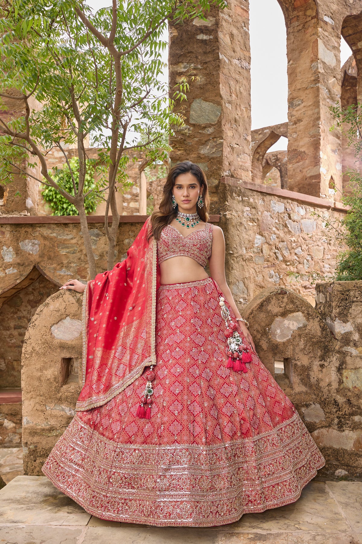 Mysha bridal lehenga, embroidered blouse detail