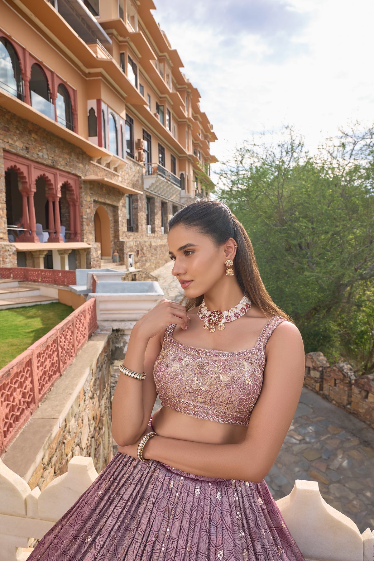 Palkhee lehenga, embroidered blouse detail