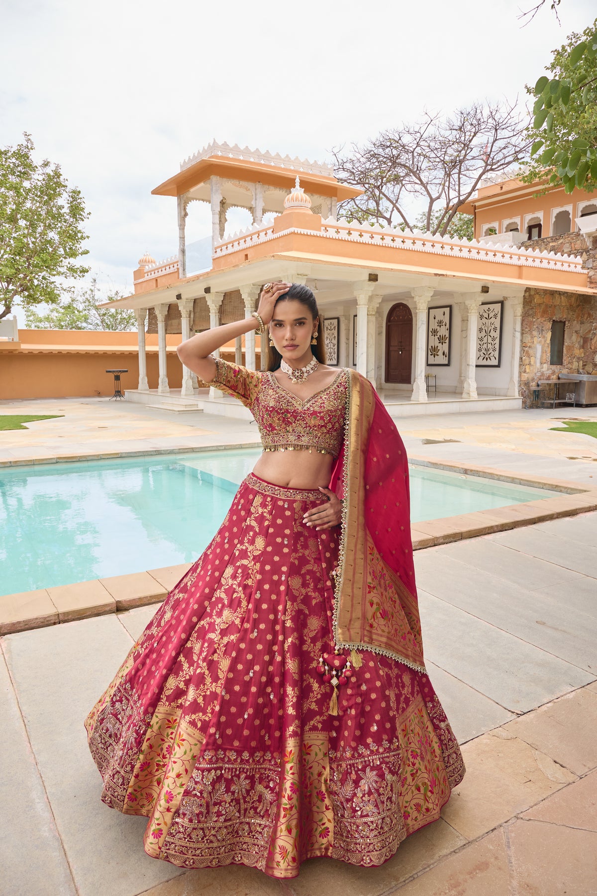 Pall banarasi lehenga with paithani dupatta