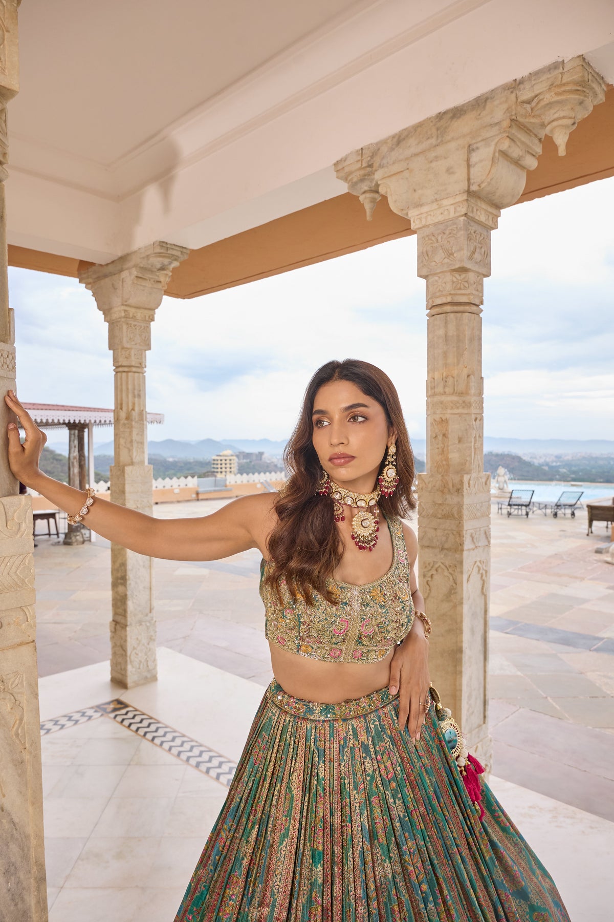 Pari lehenga, embroidered blouse detail