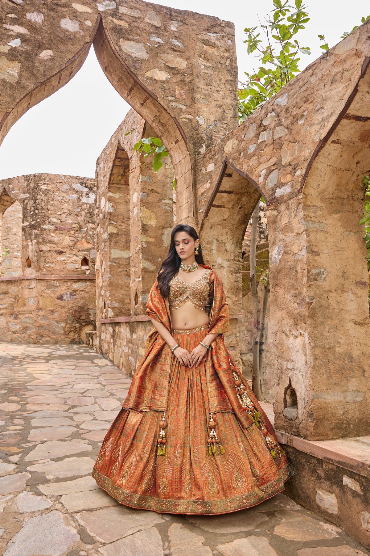 Saubhagya lehenga, dupatta and latkan detail
