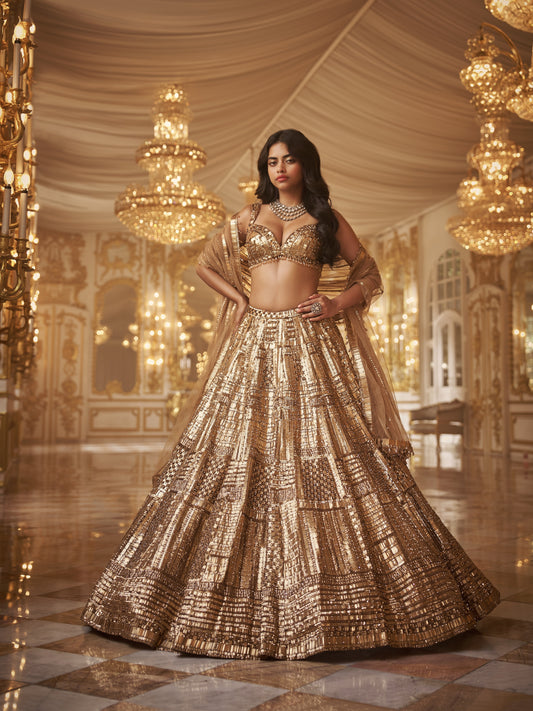 Antique Gold Lehenga Set