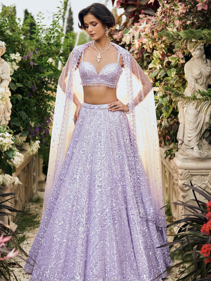Lavender Sequin Lehenga Set