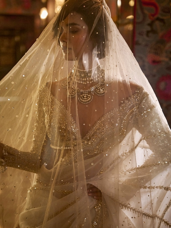 Ivory Gold Gota Patti Saree