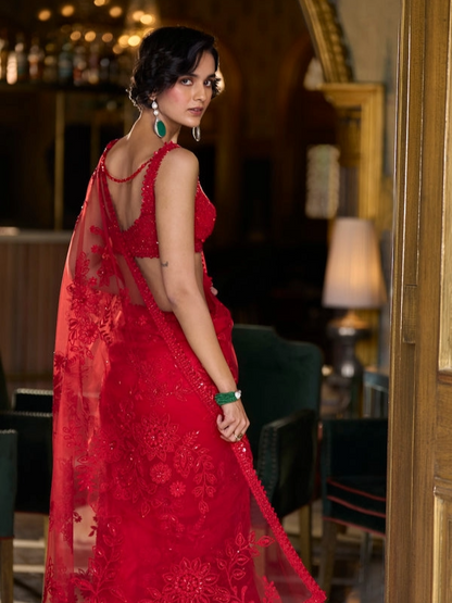 Red Dori Saree