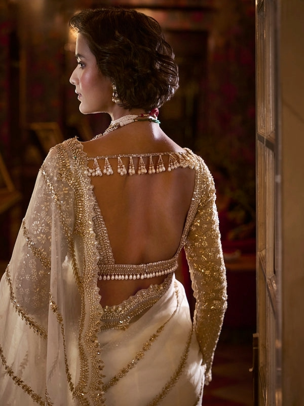 Ivory Gold Gota Patti Saree