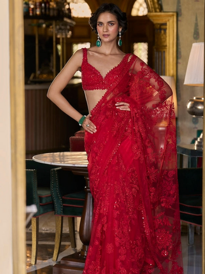 Red Dori Saree