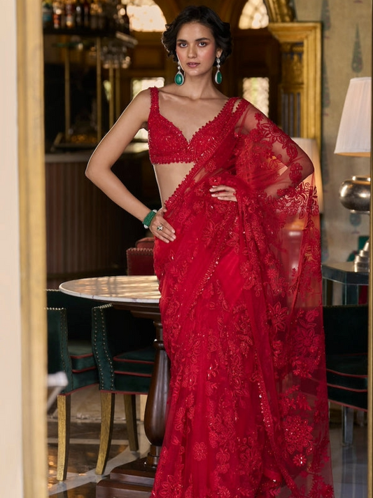 Red Dori Saree